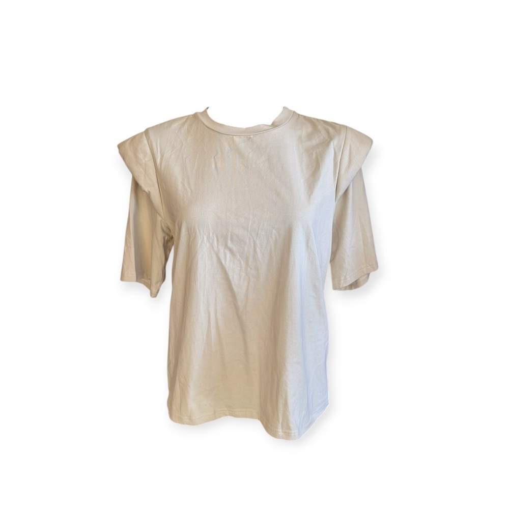 PIECES brand top short sleeve beige classic beige large